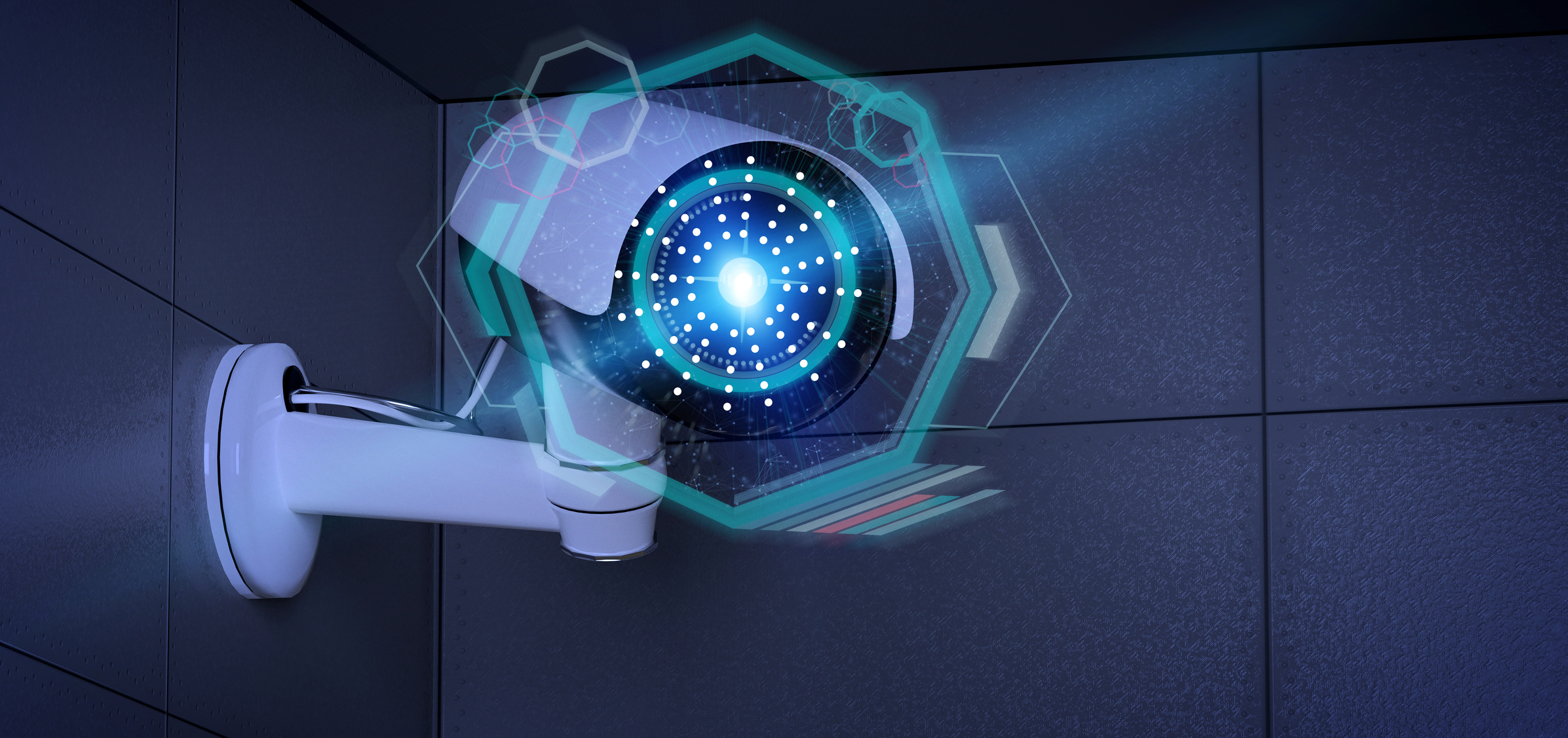 Security Camera Targeting a Detected Intrusion - 3D Renderinga